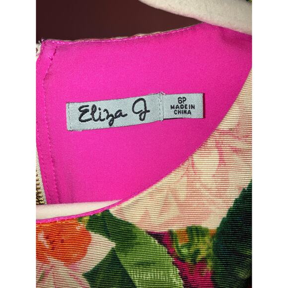 Eliza J Floral Fit & Flare Floral Boho Belted Dress 6 Petite - Picture 4 of 6